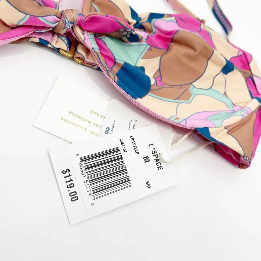 L*Space Rose Underwire Bikini Top Sundazed Floral Print Size Medium NEW!